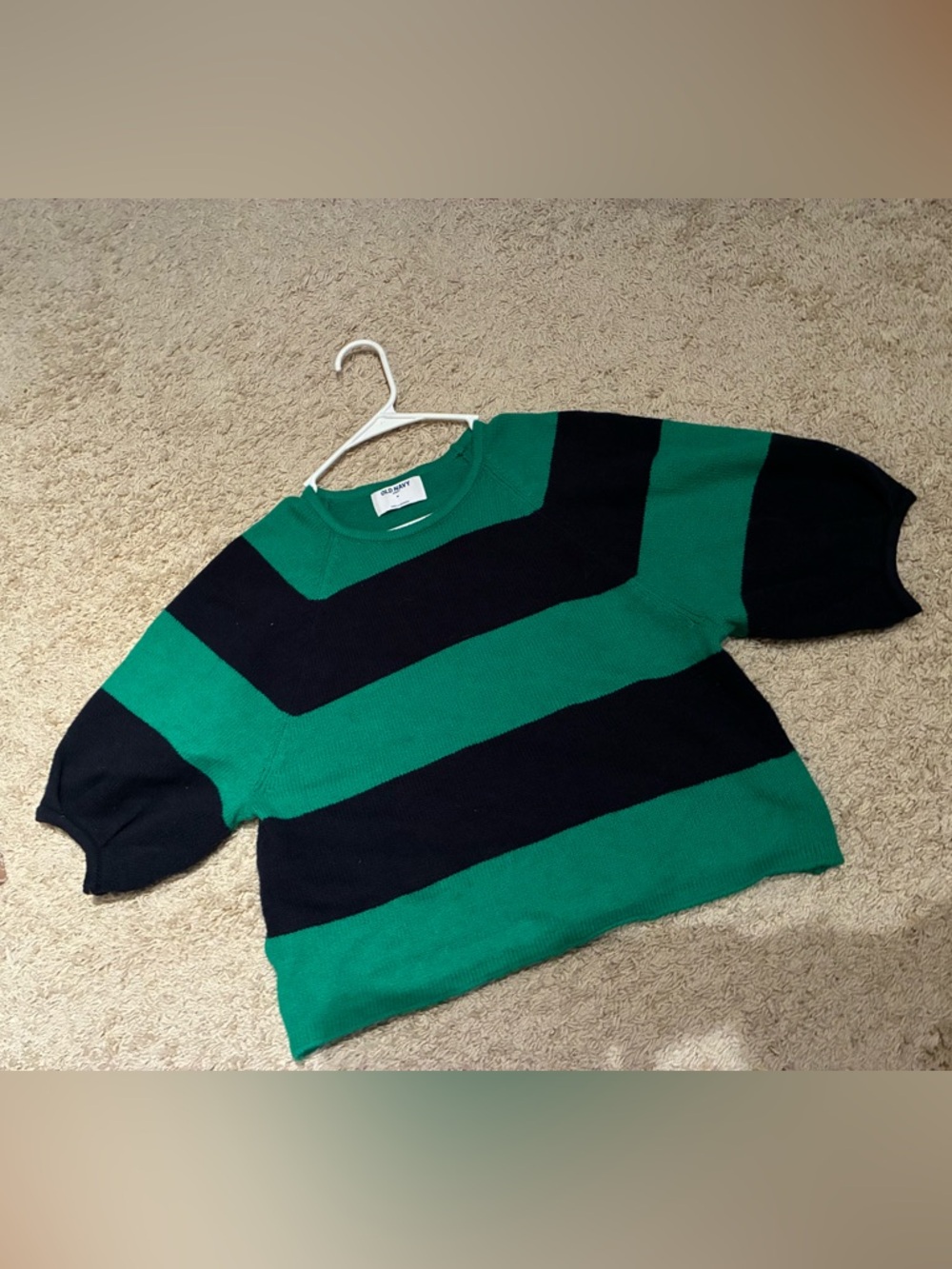 Old Navy Emerald Green and Navy Crewneck Sweater